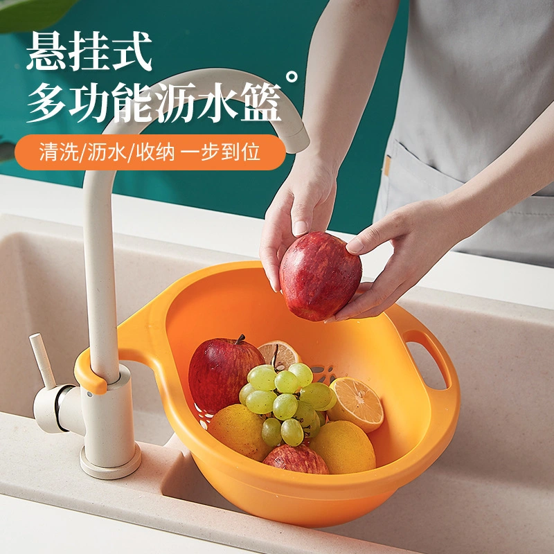 Creative Plastic Faucet Vegetable Washing Drain Basket for Kitchen