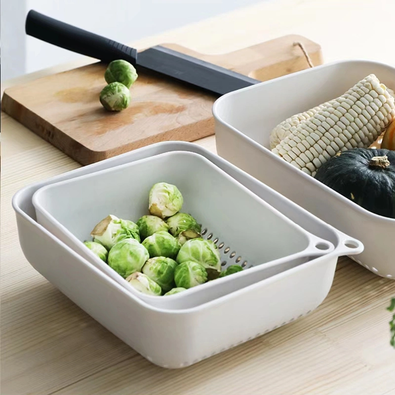 Wholesale Plastic Drain Organizer Kitchen Fruit Vegetable Washing Basket