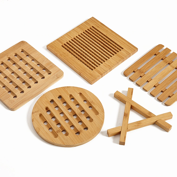 Home Kitchen Bamboo Trivet Mat for Instant Hot Pot Dishes Bowl Teapot Pads Hot Pot Holders Heat Resistant Trivet