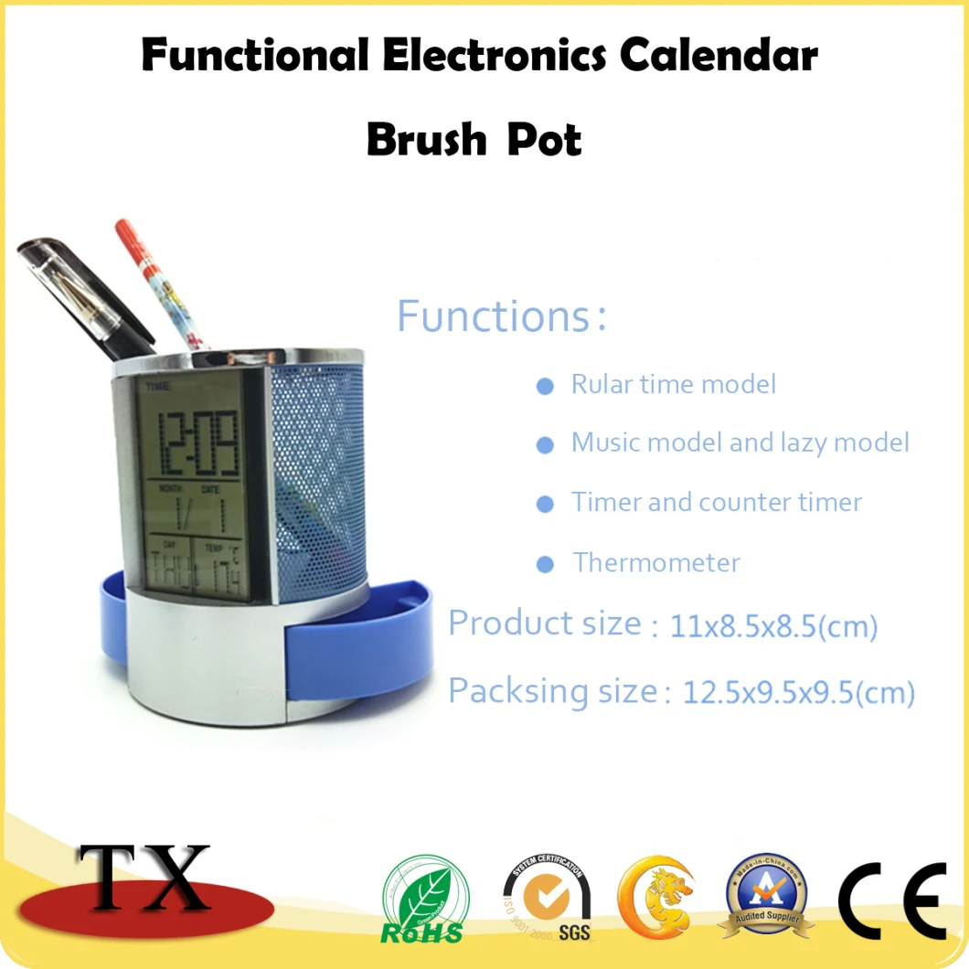 Office Supply Eco-Friendly Stationery Multifunctional Electronic Calendar Pen Holder