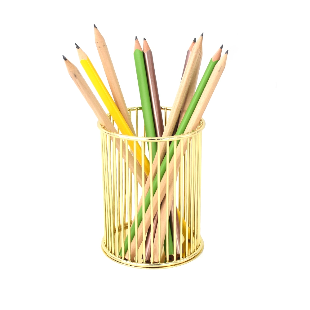 High Quality Office Supply Desktop Round Wire Metal Pencil Stand Pencil Vase Simple Pen Holder