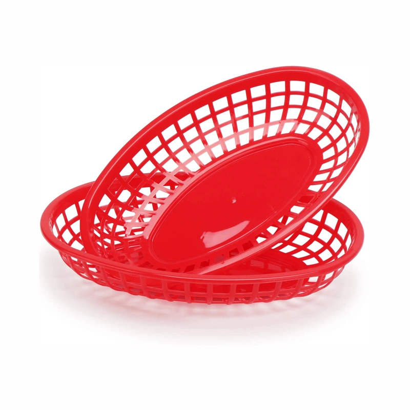 Plastic Fry Fast Food Basket Bread Baskets Oval-Shaped Tray Restaurant Supplies, Deli Serving Bread Basket for Chicken, Burgers, Sandwiches & Fries